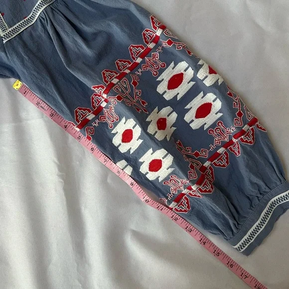 RD + Koko Embroidered Blue Women's Top - SZ M - Picture 5 of 8